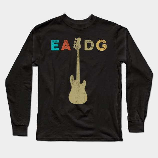 Vintage Four strings EADG bass guitar desgin Long Sleeve T-Shirt by RusticVintager